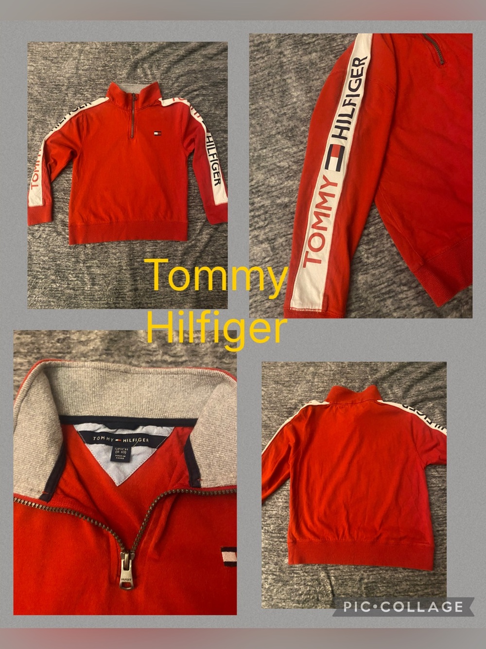 Boys Tommy Hilfiger half zip top in red size 8-10 (small)